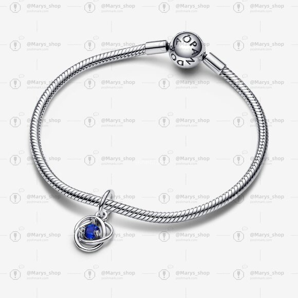 Pandora Blue Eternity Circle Dangle Charm - Picture 3 of 6